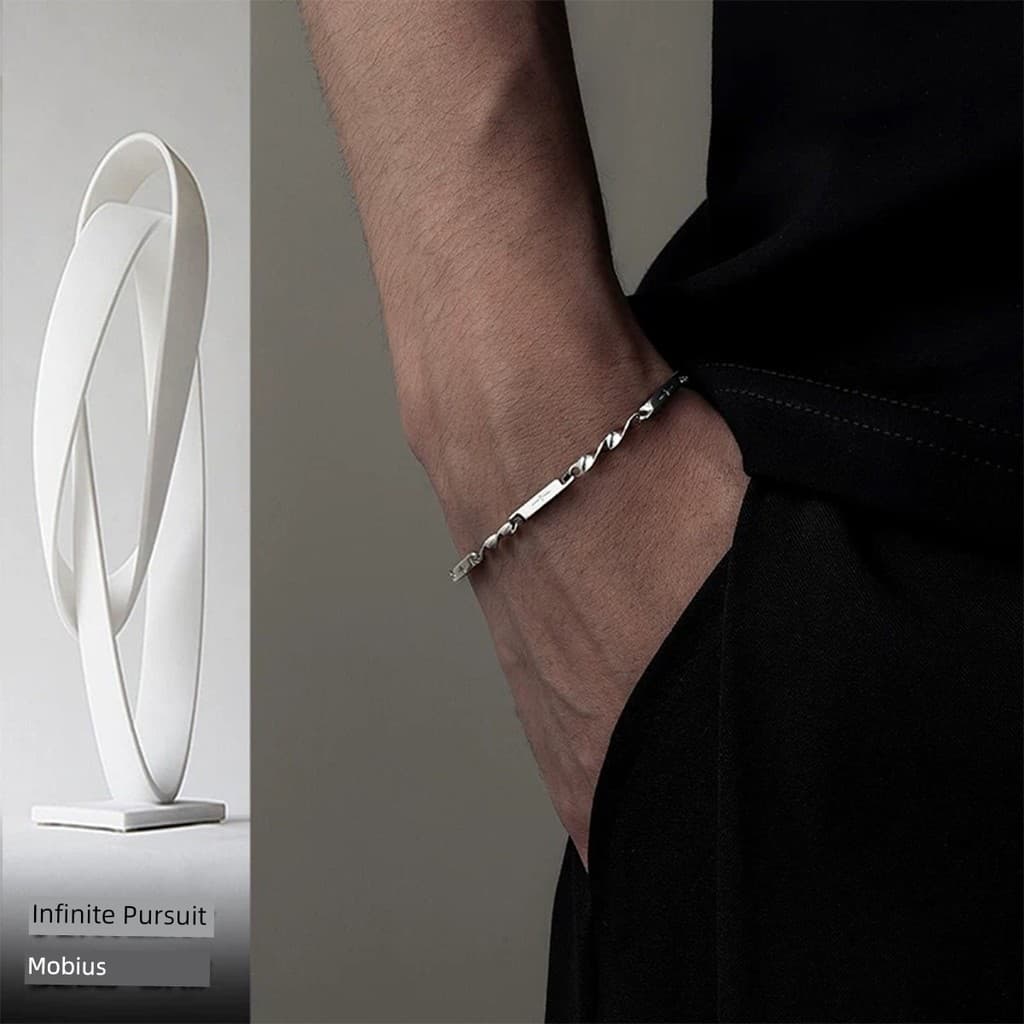 pulseira masculina pulseira Mobius pulseira masculina High-End sentimento titânio aço não desaparece meninos na moda All