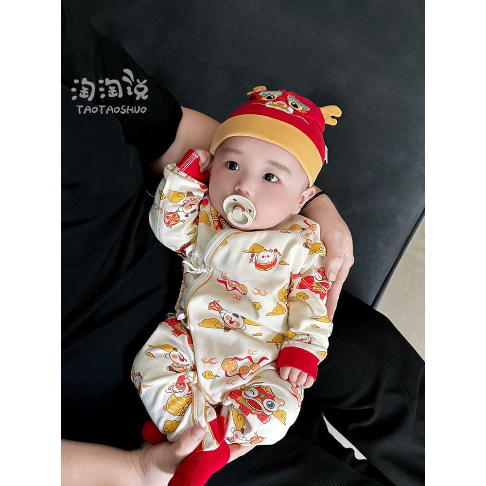 Estilo chinês roupas de bebê primavera outono crianças mês cheio roupas puro algodão recém-nascido monge roupas vermelho