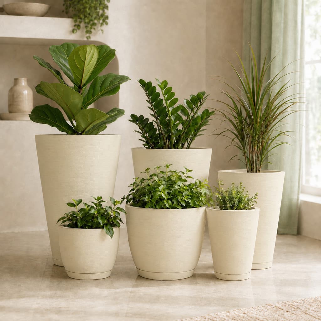 Kit 6 Vasos Decorativos Para Plantas Sala Jardim Com Prato