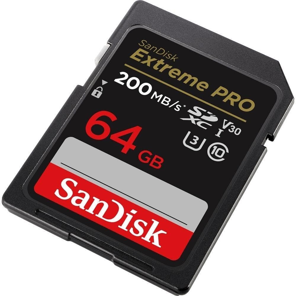 Cartão de Memória SD SDXC 64Gb SanDisk Extreme Pro 200Mb/s 4K UHS-I / V30 / U3 / C10 Alta Velocidade