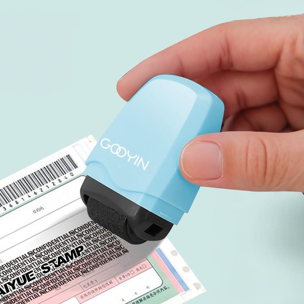 1 unidade de Carimbo Rolante para Proteção de Identidade: Protege a Privacidade Pessoal e Bloqueia Endereços (Azul) WYZE