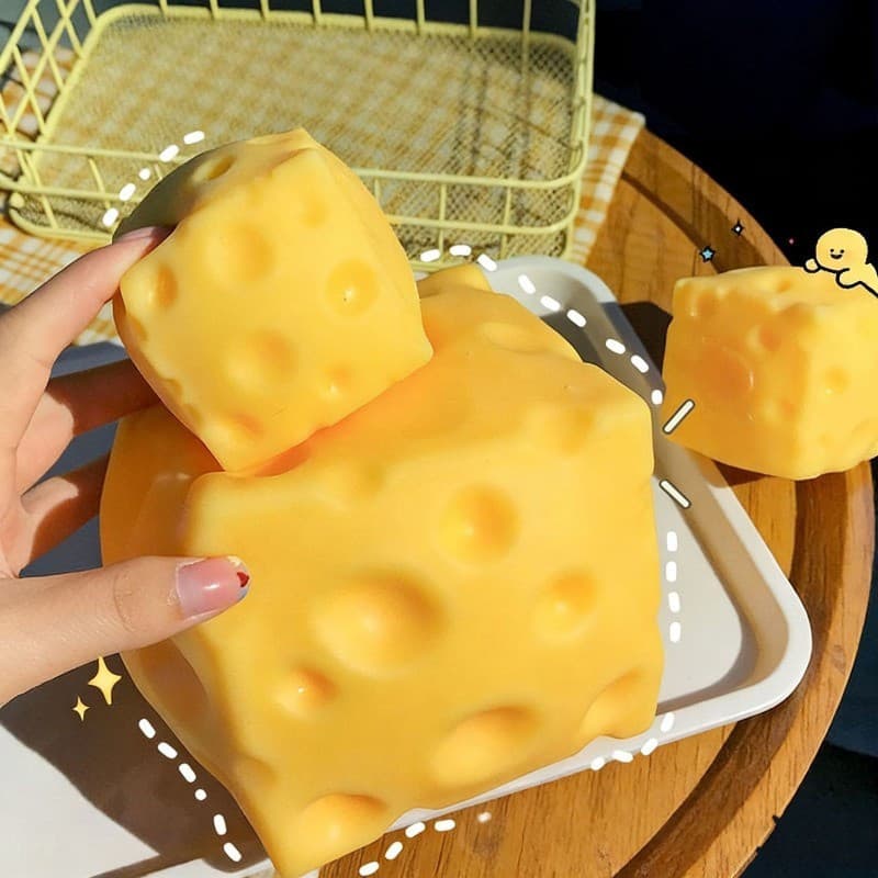 Brinquedo Anti-estresse Squishy de Queijo Grande, Bola Macia para Apertar, Brinquedo de Descompressão em Forma de Comida