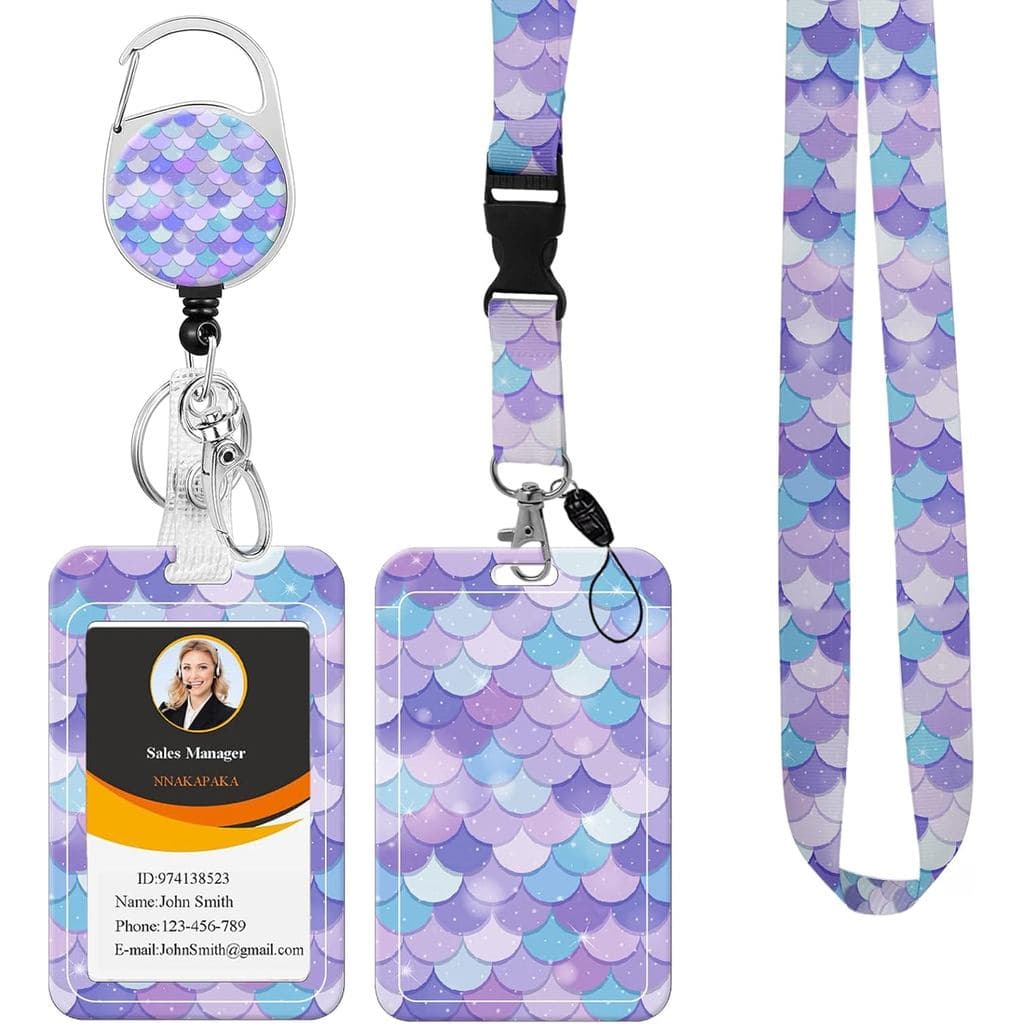 Porta-crachá com cordão destacável, carretel retrátil resistente para crachá, estojo protetor vertical para cartão de id