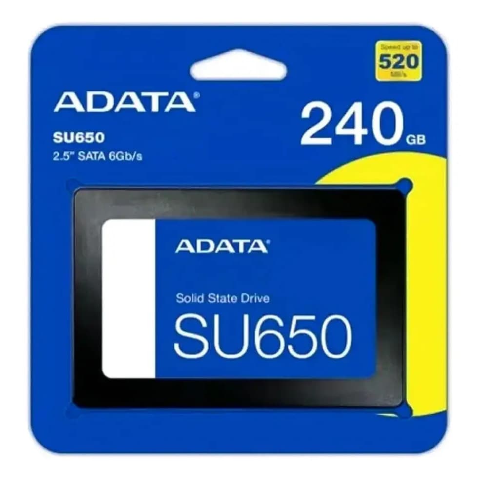 Ssd Adata Su650 240gb 2.5  Sata Iii 6gb/s, Até 520mb/s Leitura E 450mb/s Gravação, 3d Nand