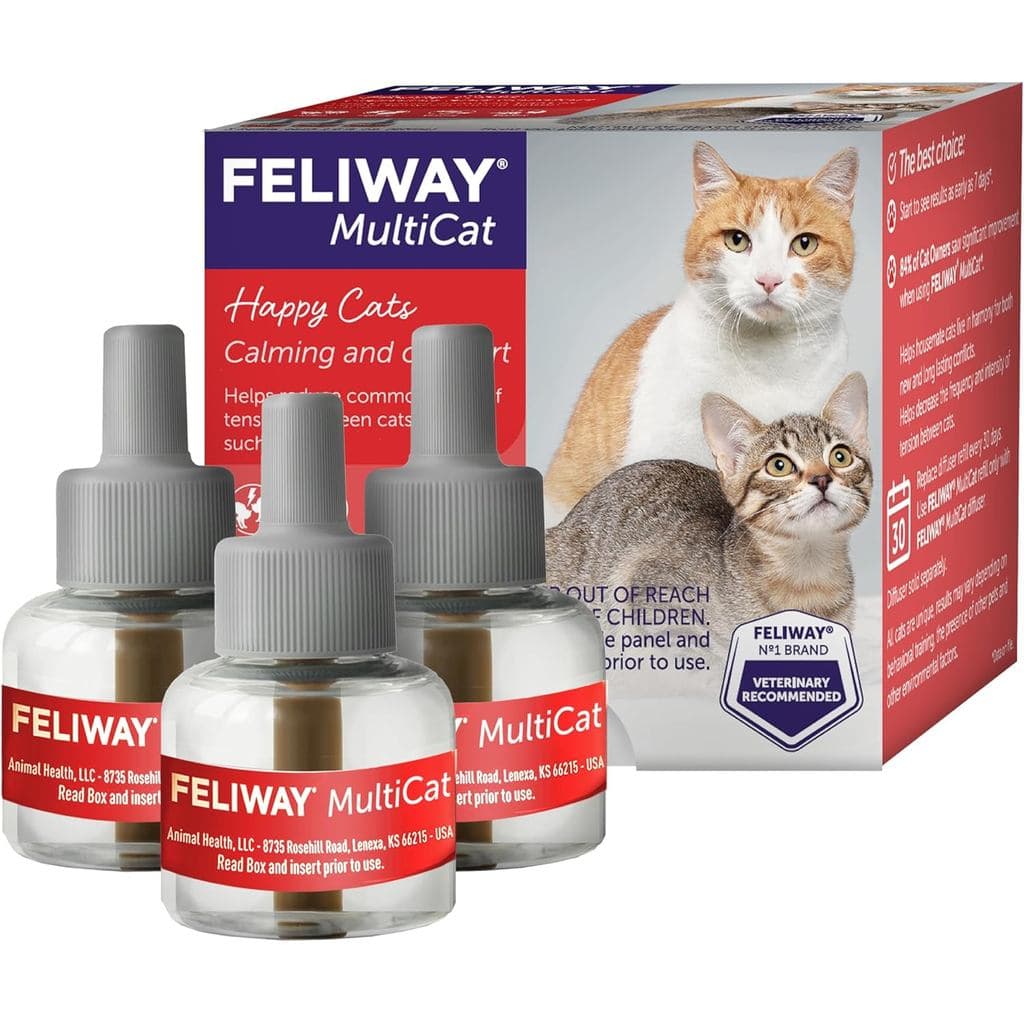 Refil de Difusor Multi-Calming FELIWAY (Pacote com 3, Suprimento para 90 Dias) – Ajuda a Reduzir Lutas, Tensão e Agressã