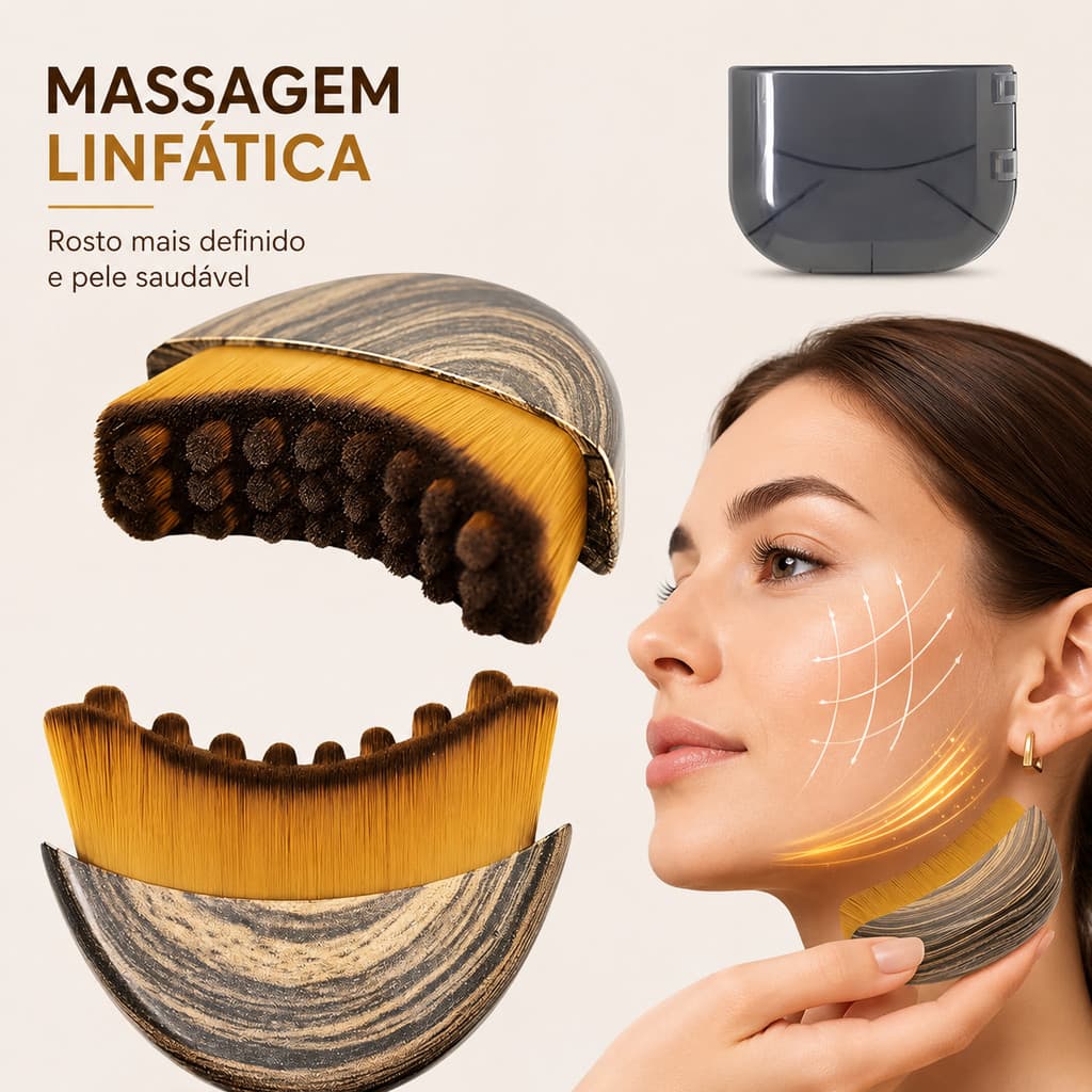 Escova Facial de Silicone para Massagem e Skincare Massageador Facial com Tampa Protetora Portátil