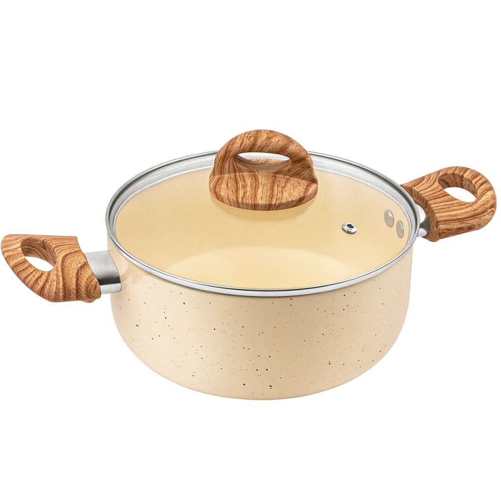 Panela Cerâmica Caçarola Antiaderente Hercules 24cm 4,5L Bege Para Indução PA250-C24BG
