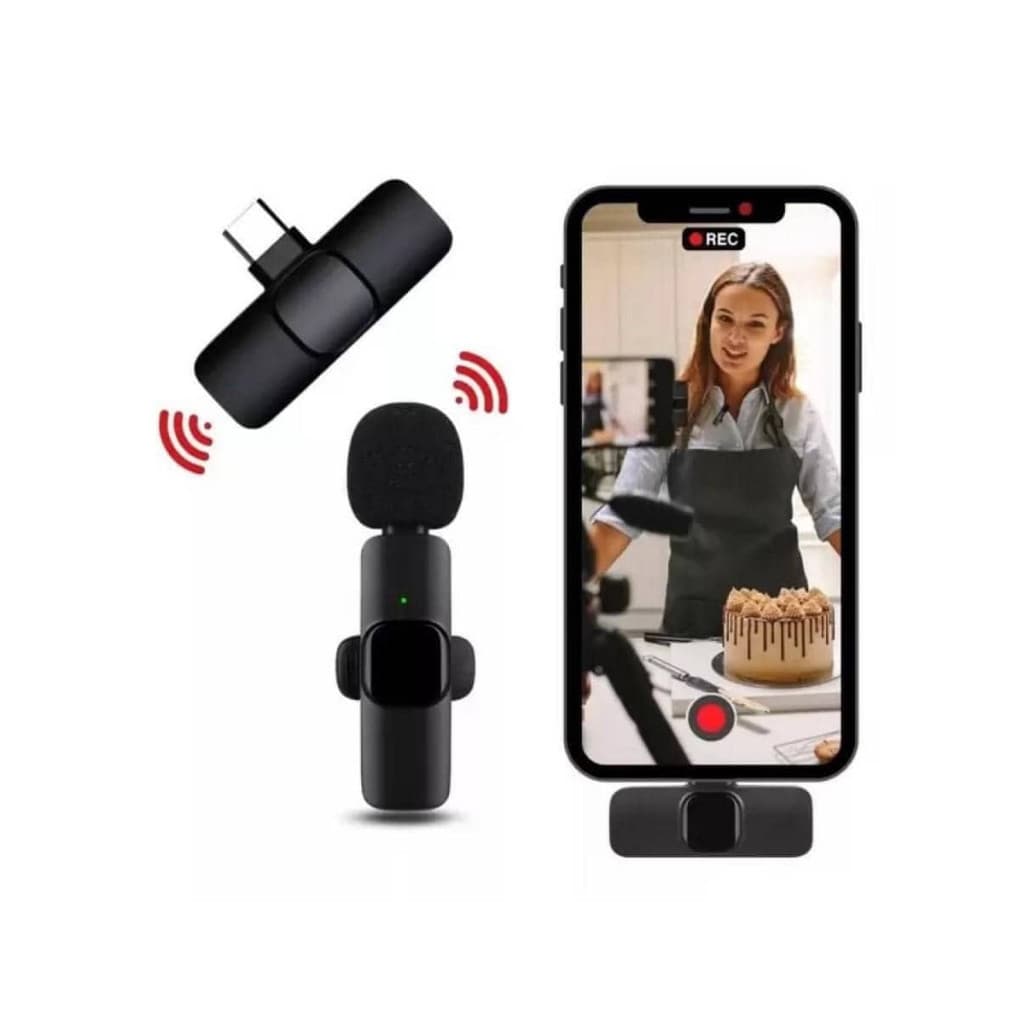 Microfone de Lapela Sem Fio Profissional para Celular iPhone Android USB-C Gravação Vídeo