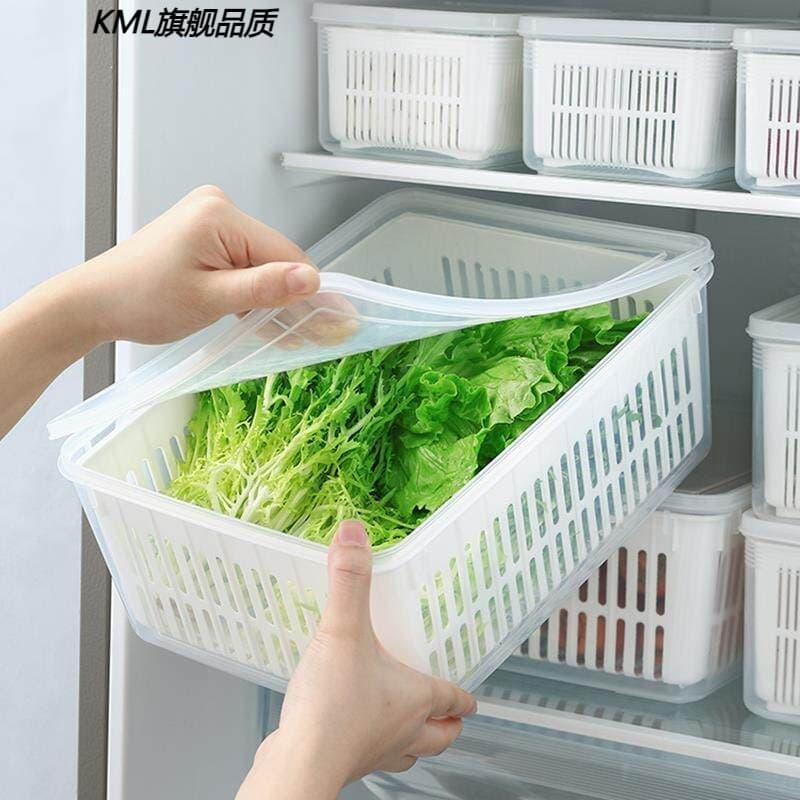 Caixa de armazenamento de geladeira cesta de drenagem cozinha grau alimentício caixa de manutenção fresca frutas legumes