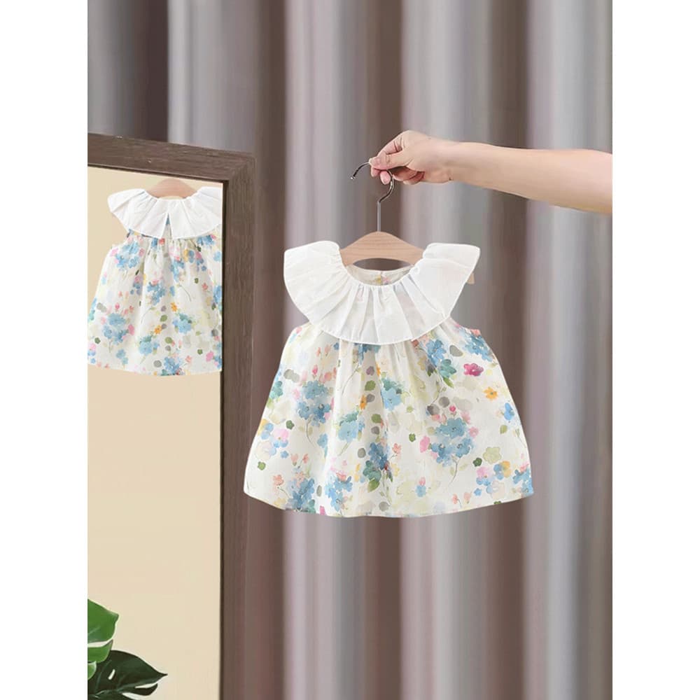 Meninas vestido de verão 2026 novo estilo bebê menina colete vestido crianças verão saia Floral crianças vestido de prin