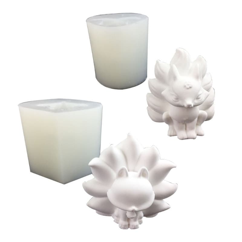 Estone Nove Caudas Raposas Moldes De Silicone DIY Molde De Gesso Artesanal-Perfumado Sabão Mesa Ornamento Antiaderente