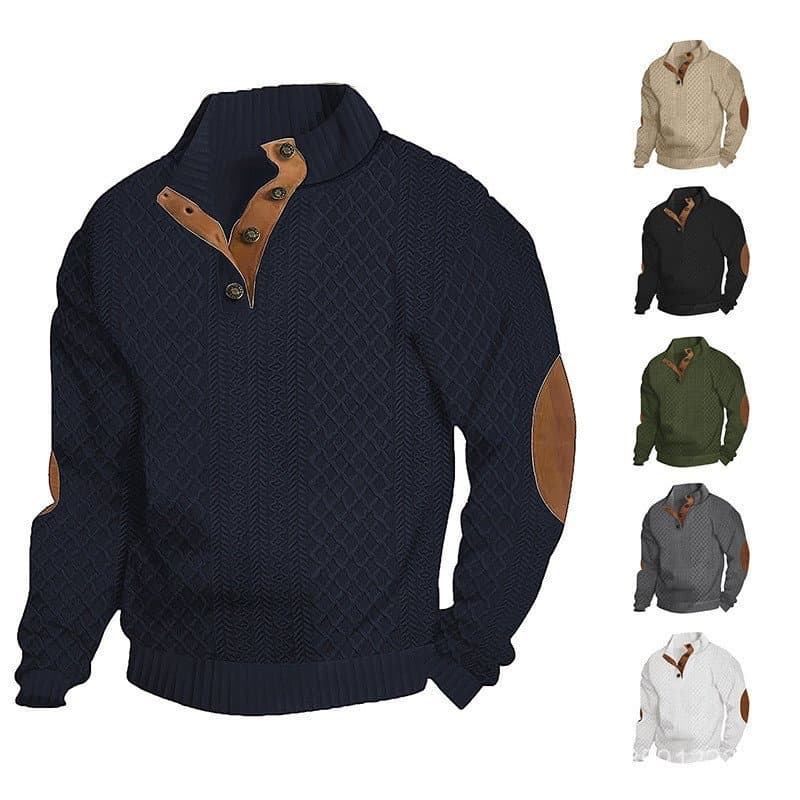 2025 europeu americano Cross-Border outono inverno masculino Jacquard malha moletom gola alta pulôver de manga comprida