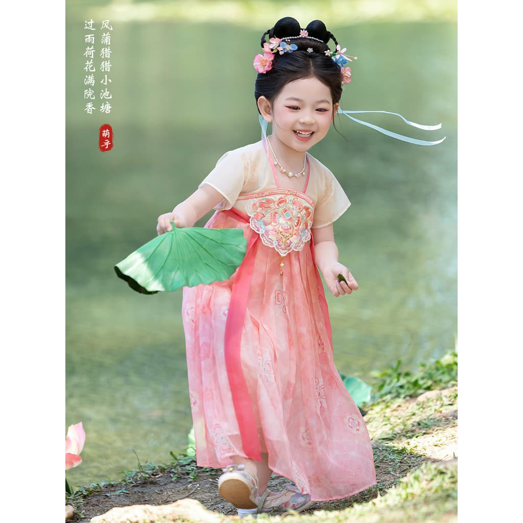 Hanfu meninas novos produtos 2026 verão estilo fada das crianças antigo fino saia de manga curta bebê Original Tang tern