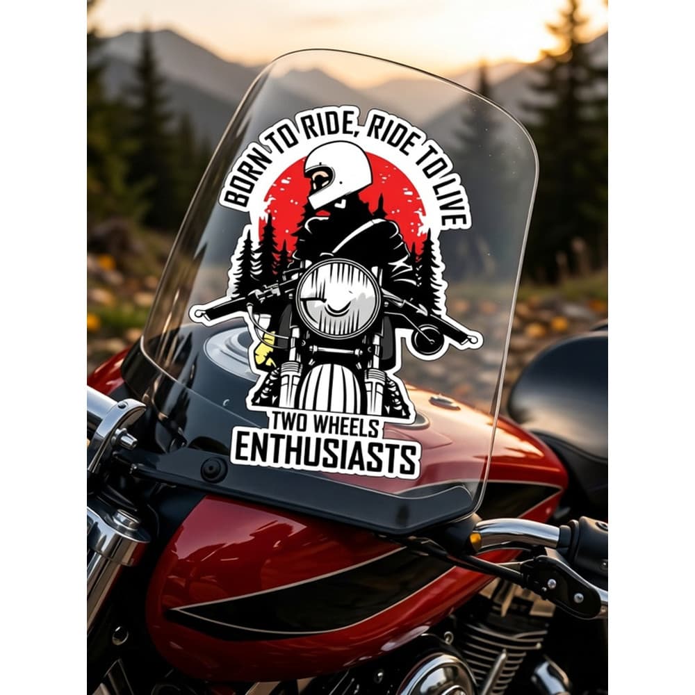 R R R RIDE Equitação Acampamento Vitalício ADV Motocicleta Pára-brisa Tanque de Combustível Laser Cristal Epóxi Adesivo