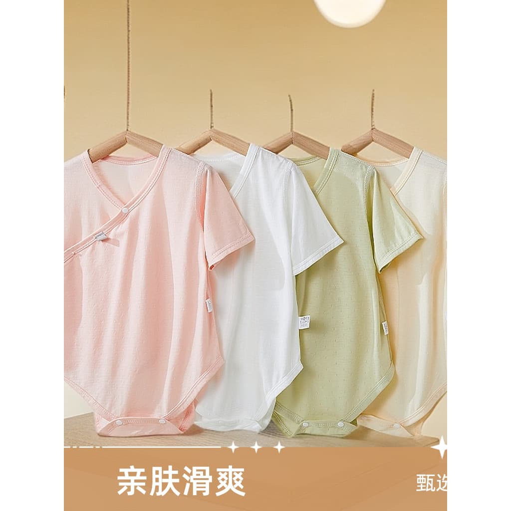 Macacão de bebê de manga curta Modal de seda verão estilo fino respirável roupas de bebê recém-nascido macacão de bebê