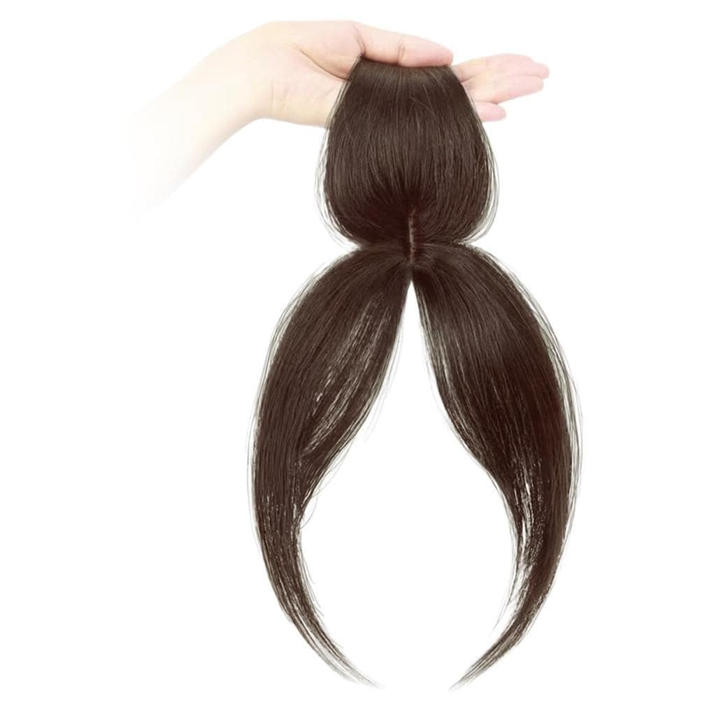 Franja falsa de cabelo humano real com divisão lateral de 360 graus °       Extensões de franja elegantes para mulheres