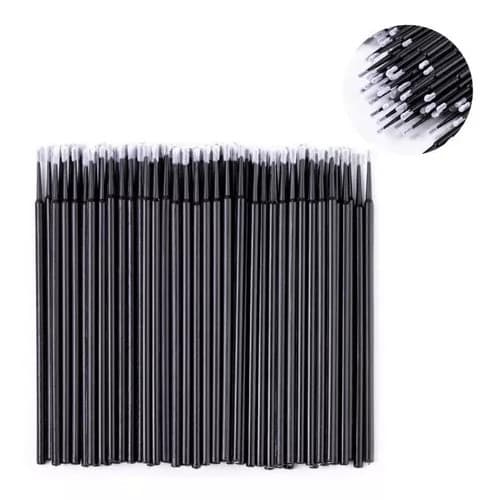 100 Microbrush Preto ou Branco Bastonetes Bastão Alongamento e Cilios Fio a Fio