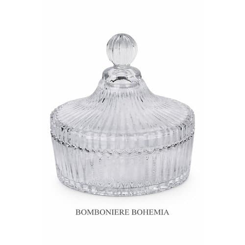 Bomboniere Bohemia Vidro Transparente Luxo Capacidade 14cm Decoração Prática Elegante Armazenamento Doces
