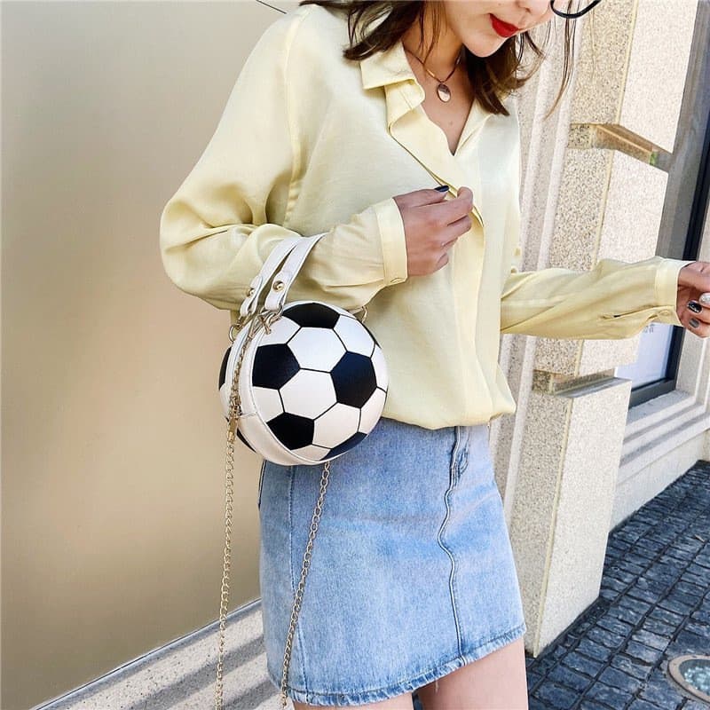 Bolsa em Forma de Bola de Basquete e Futebol, Pequena Bolsa de Couro para Meninas e Mulheres