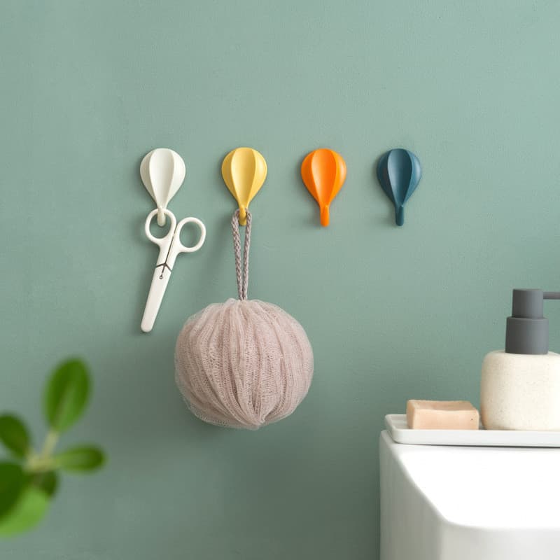 Decoração para Casa: Kit com 8 Ganchos em Forma de Balão de Ar Quente, Ganchos Adesivos Fortes para Cozinha, Ganchos Sem