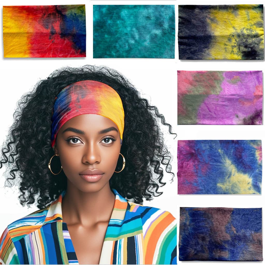 Ultra largo moda Tie-Dye bandana boêmio impresso bandana feminino esportes Yoga ampla bandana capa de cabelo branco na m
