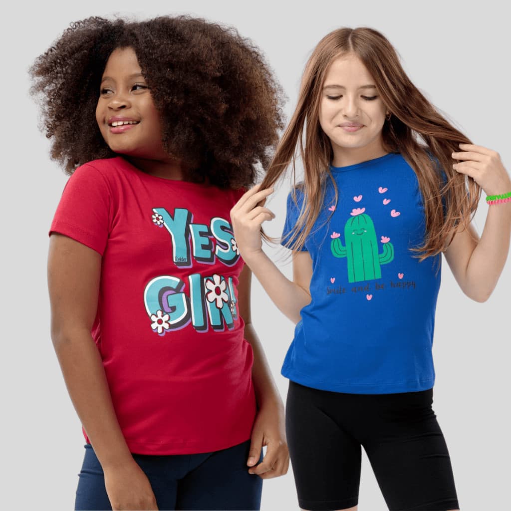 Blusa Infantil Estampada Menina Verão Calor Algodão Baby Look T-Shirt Tamanho 3 a 8 Várias Estampas