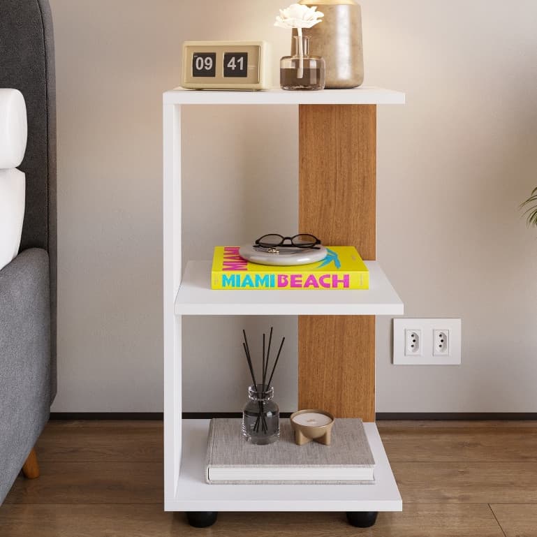 Mesa de Cabeceira Beauty Compacta Mesinha Criado Quarto Cama