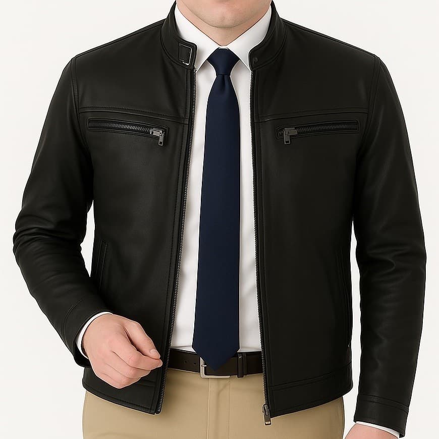 Jaqueta Social Masculino De Couro Forrado Confortável Elegante