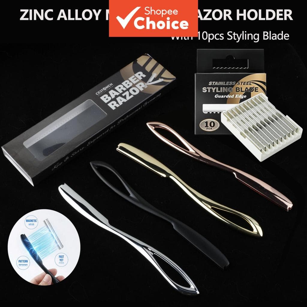 Barbeador Magnético Profissional Salão De Barbear Facas De Corte De Cabelo Com 10 Lâminas De Modelagem