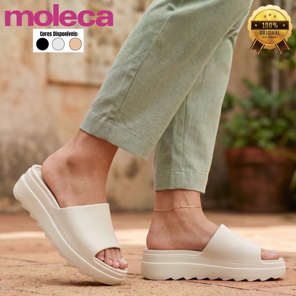 Sandália Tamanco Slide Moleca Feminina Plataforma Conforto Leveza Estilo Casual Moderno