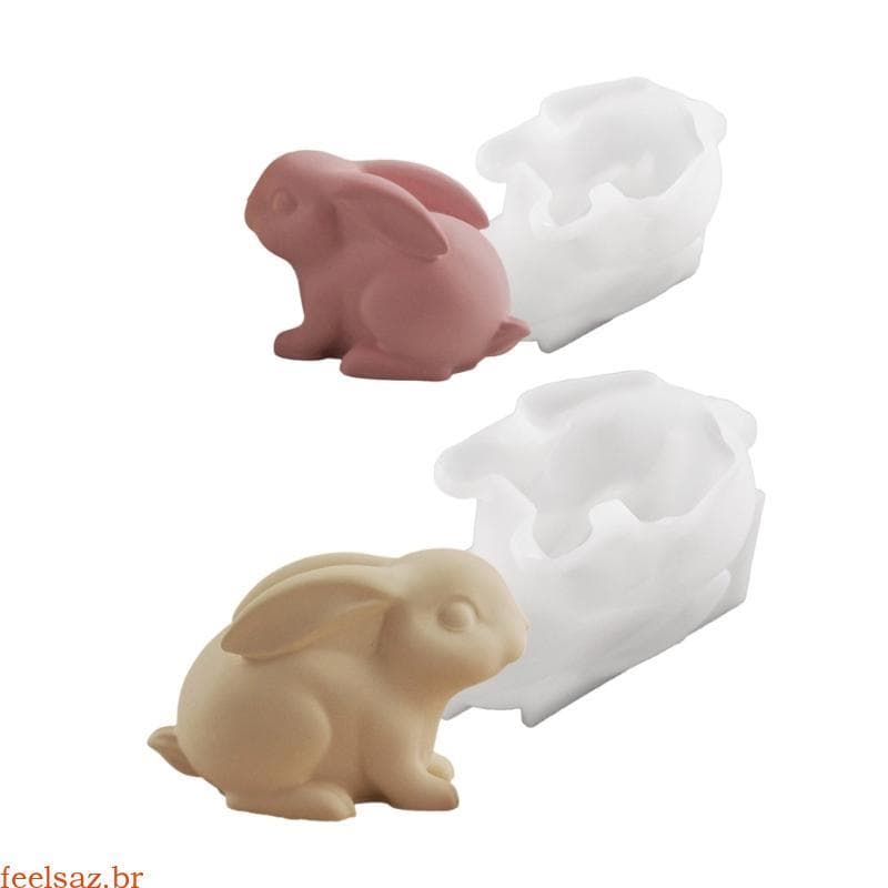 feelsaz Estatuetas Coelho Molde Silicone Textura Para Ornamentos Artesanais Férias E Proje Arte Cr