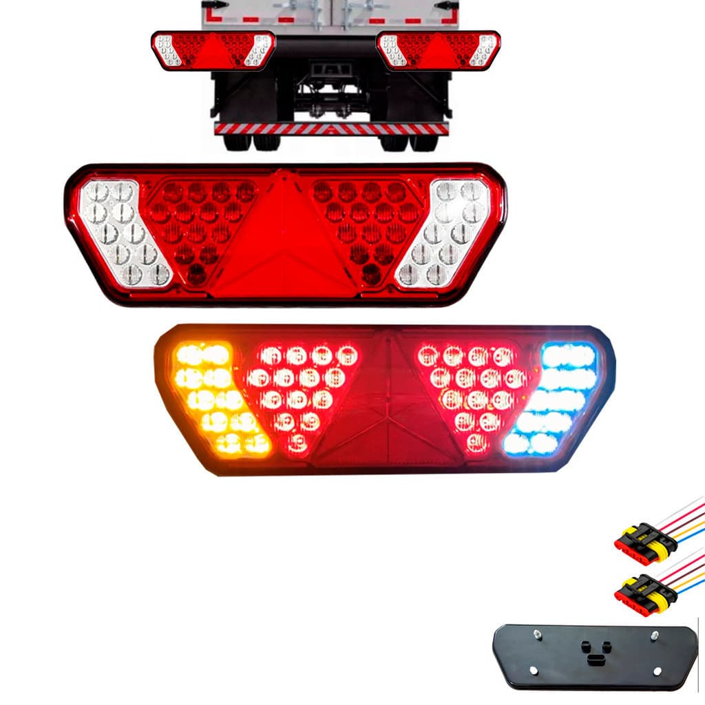 2 peças de luz traseira LED com 4 funções, compatível com SCANIA Guerra Diamond Led 12v 24v, chicote de fiação incluído,