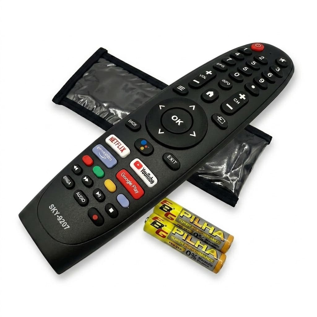 Kit Controle+Capa+Pilha Compatível TV Multilaser Smart Prime SKY-9207