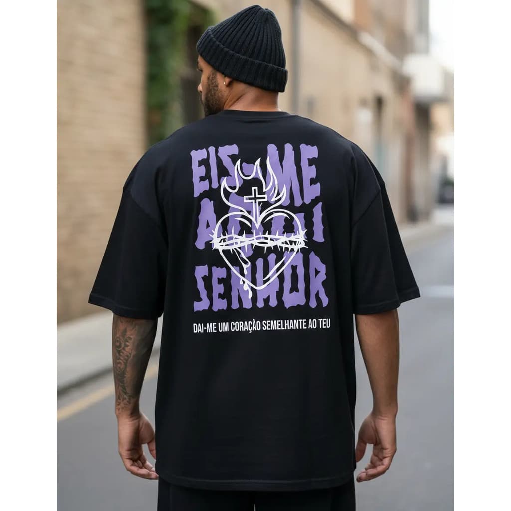 Camisa Camiseta Masculina Estampada Jesus Eis-me Aqui Senhor