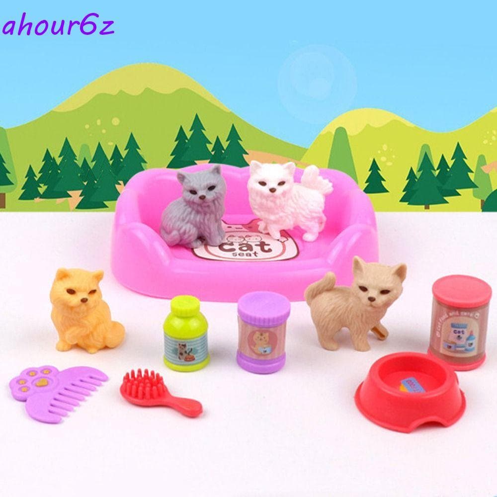 AHOURZ Cena De Cachorro Brincando , Casa De Brincar , Cesta De Animais De Estimação , Conjunto De Boneca , Brinquedos De