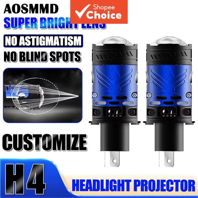 AOSMMD H4 LED Lente Do Projetor Farol Carro Canbus Lâmpadas De Feixe Alto E Baixo Ventilador Turbo Duas Peças