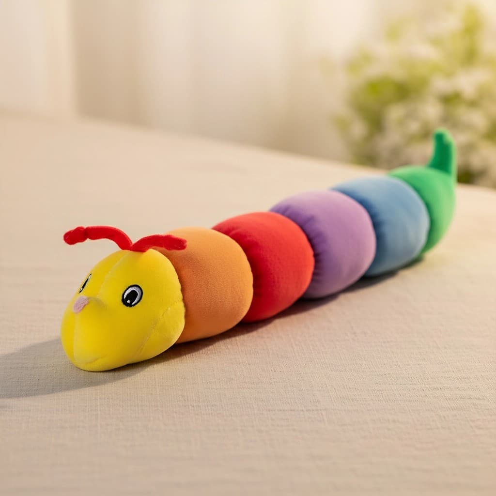 Bebê calmante pelúcia lagarta brinquedo boneca 0 ~ 1 anos de idade recém-nascido caterpillar chocalho pelúcia cama sino