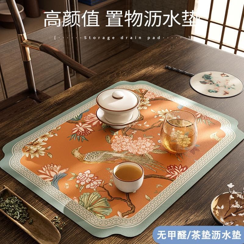 Japonês montanha hortênsia cozinha bancada dreno esteira absorver água antiderrapante instantâneo seco lavatório mesa de