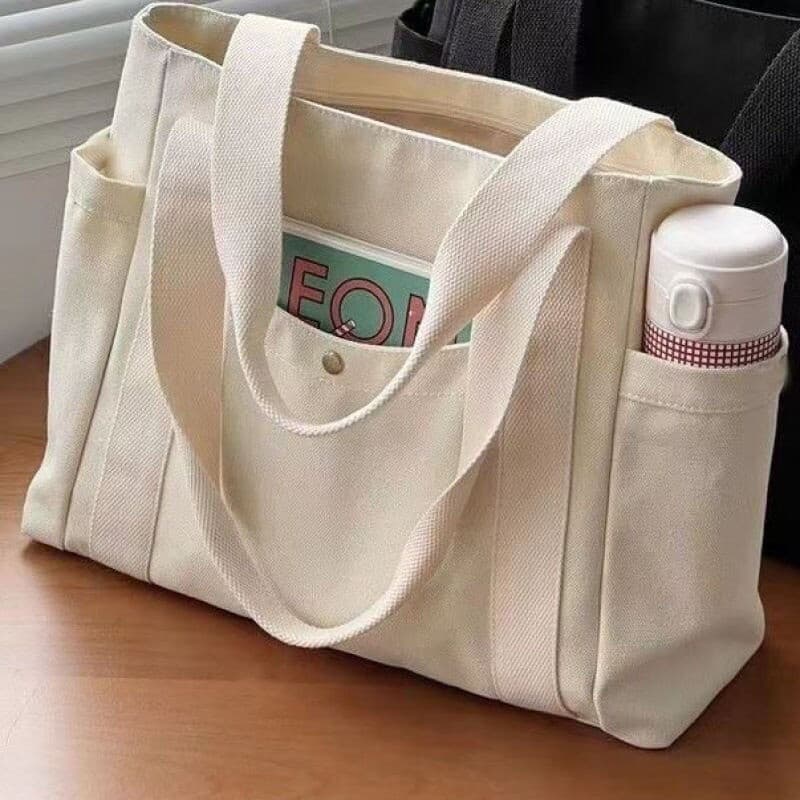 Bolsa de lona de grande capacidade, bolsa de trabalho, passeio de alto valor, estudantes literários, livro de um ombro