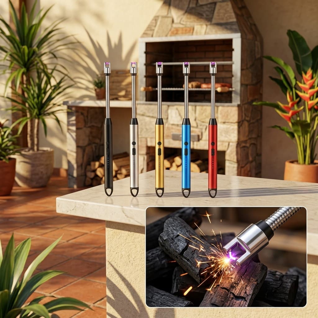 Acendedor De Fogão Eletrônico Plasma Recarregável USB Isqueiro Elétrico Arco Flexível Para Velas Cozinha Camping