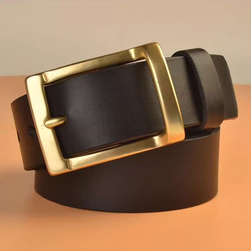 Masculino fivela de cobre sólido em forma de japonês pino fivela primeira camada cinto de couro calças cinto de couro ge