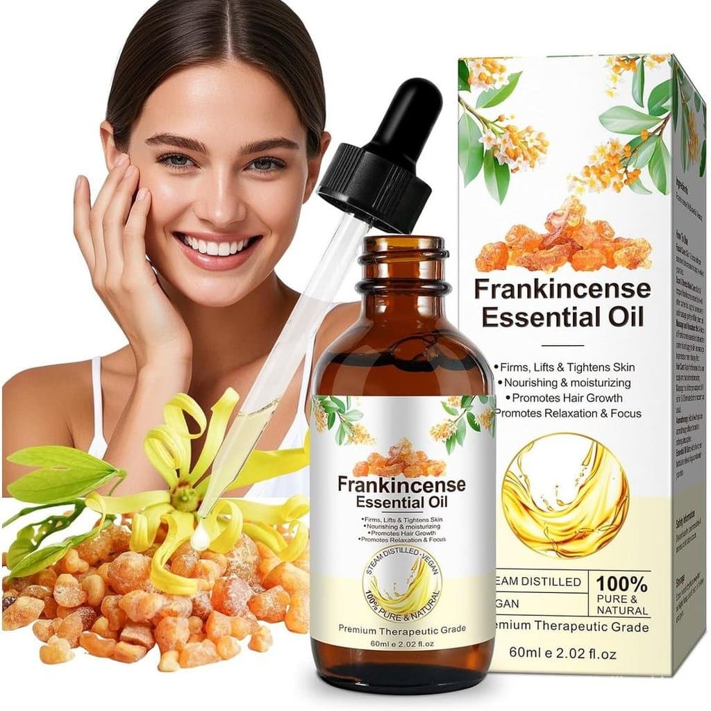 Óleo de Olíbano para Cuidados com a Pele, Óleo Essencial 100% Puro e Natural para Crescimento Capilar e Firmeza da Pele,