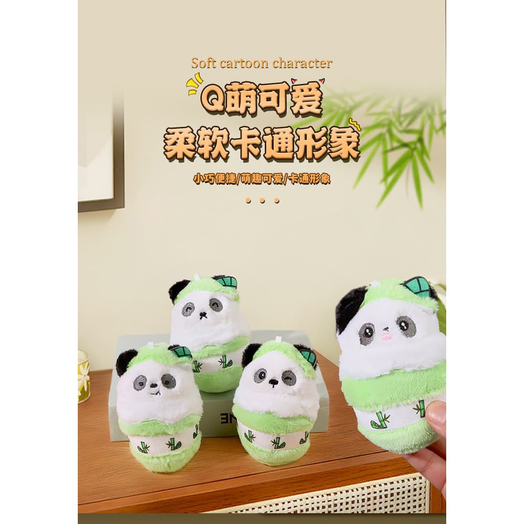 Chaveiro de Pelúcia em Forma de Copo de Sorvete de Panda Fofo, Brinquedo, Lembrança de Viagem, Ornamento, Presente Peque