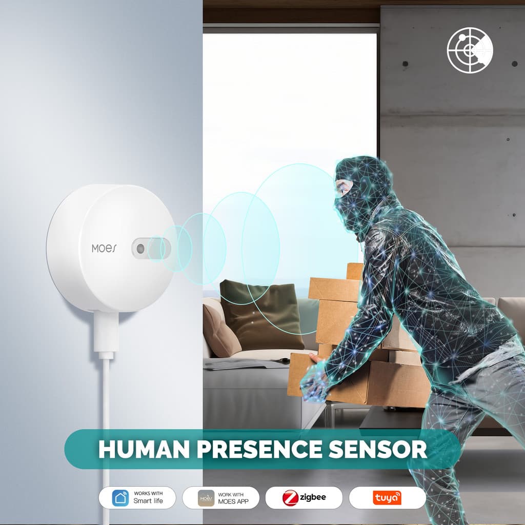 ZigBee Graffiti Smart Home 24GHz Microondas Sensor de existência do corpo humano app Controle Remoto Detecção magnética