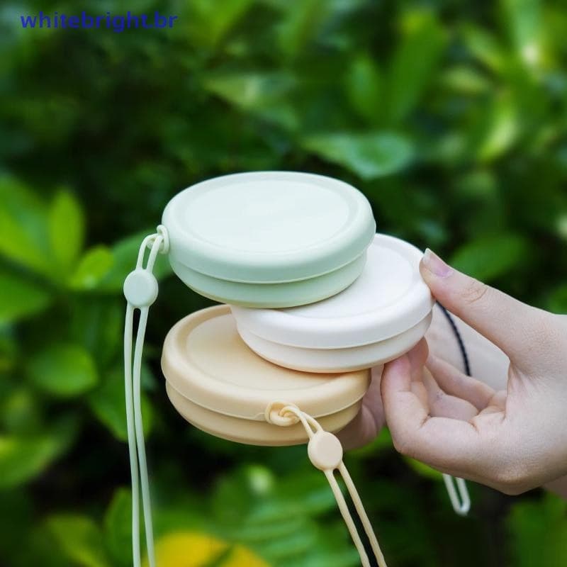 250ml Copo de Silicone Dobrável para Camping ao Ar Livre com Tampa Anel de Pendurar Retrátil Portátil FA6R