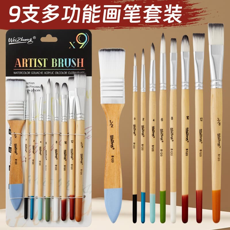 Conjunto de pincéis de náilon profissional arte pintura apontou aquarela caneta água giz placa escova óleo pintura acríl
