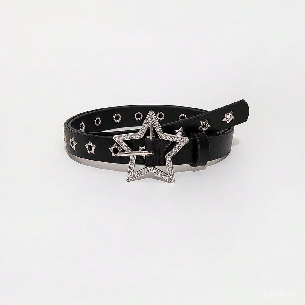 Uma Série Estrela y2k Feminina Formato De Diamante Brilhante Esculpido Fivela De metal Oco Cinto jeans Acessório Adequad