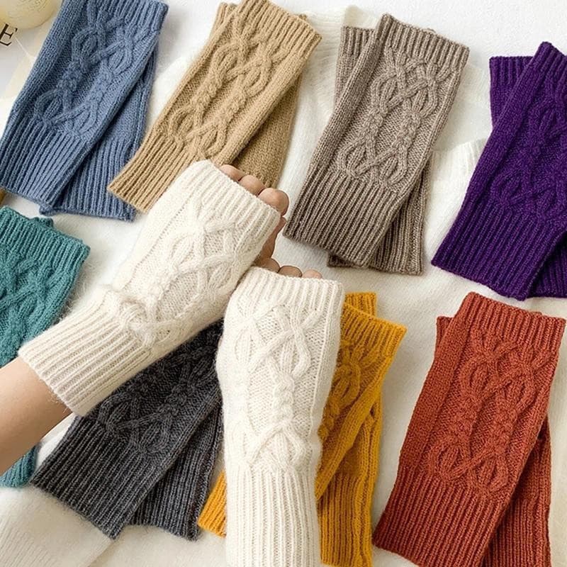 Luvas De Meio Dedo Para Mulheres Inverno Macio Quente Lã Tricô Braço Handschoen Unisex Mitten Guantes