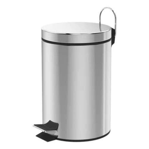 Lixeira Inox Redonda 5 Litros Multiuso Residencial Escritório Cozinha Duravel Pratica