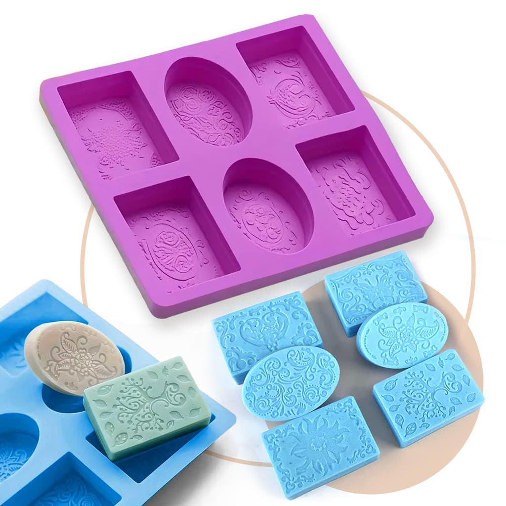 Molde de Silicone para Sabonete 80g Oval e Retangular Forma para Fazer Sabão